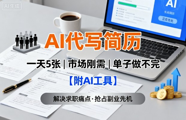 AI代写简历，一天5张，今年找工作难，市场刚需，单子做不完【附AI工具】_天恒副业网