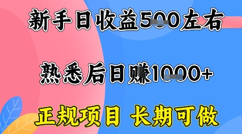 全年可变现项目，收益高无门槛，正规项目，长期可做，一天收益1k+一台电脑在家创业_天恒副业网