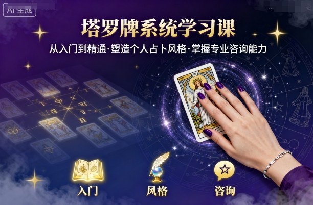 塔罗牌系统学习课，助你从入门到精通，塑造个人占卜风格，掌握专业咨询能力_天恒副业网