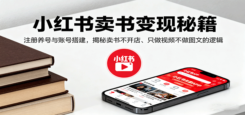 小红书卖书变现秘籍，注册养号与账号搭建，揭秘卖书不开店、只做视频不做图文的逻辑_天恒副业网