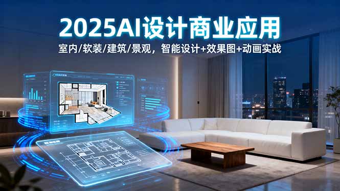 2025AI设计商业应用:室内/软装/建筑/景观,智能设计+效果图+动画实战_天恒副业网