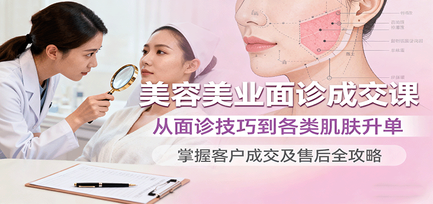 美容美业面诊成交课，从面诊技巧到各类肌肤升单，掌握客户成交及售后全攻略_天恒副业网