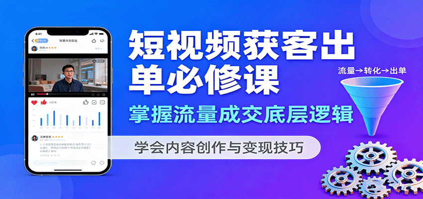 短视频获客出单必修课:掌握流量成交底层逻辑,学会内容创作与变现技巧_天恒副业网