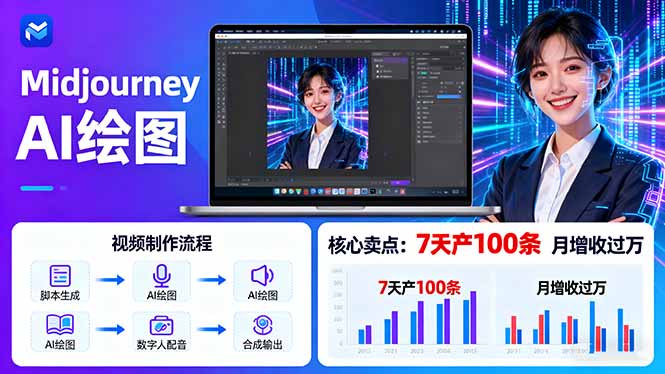 （16049期）AI绘图照片开口说话视频制作：Midjourney+数字人，7天产100条月增收过万_天恒副业网