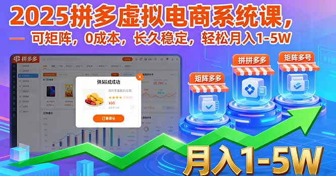 （16088期）2025拼多多虚拟电商系统课，可矩阵，0成本，长久稳定，轻松月入1-5W_天恒副业网