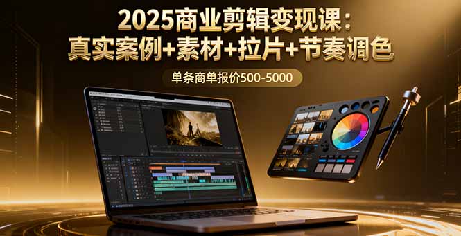 2025商业剪辑变现课：真实案例+素材+拉片+节奏调色，单条商单报价500-5000_天恒副业网