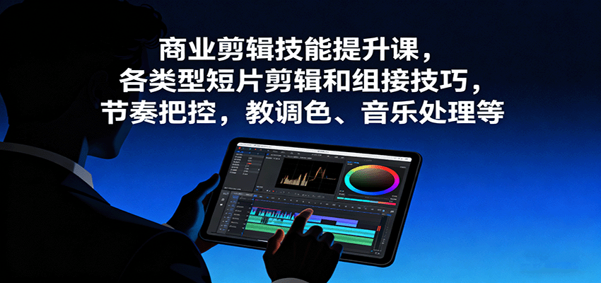 商业剪辑技能提升课，各类型短片剪辑和组接技巧，节奏把控，教调色、音乐处理等_天恒副业网