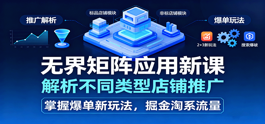 无界矩阵应用新课，解析不同类型店铺推广，掌握爆单新玩法，掘金淘系流量_天恒副业网