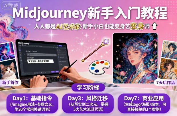 midjourney新手入门教程：人人都是AI艺术家，新手小白也能变身艺术大师_天恒副业网