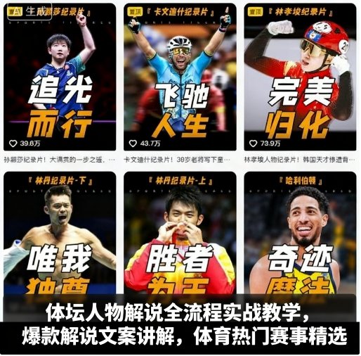 体坛人物解说全流程实战教学,爆款解说文案讲解,体育热门赛事精选_天恒副业网