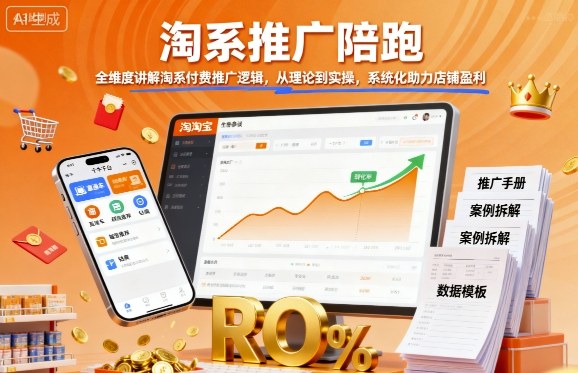 淘系推广陪跑,全维度讲解淘系付费推广逻辑,从理论到实操,系统化助力店铺盈利_天恒副业网