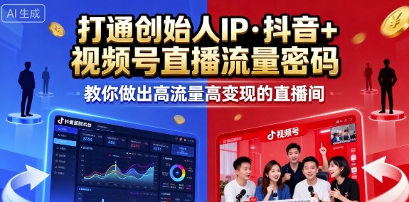 25年直播9-10两期线下课，打通创始人IP，抖音+视频号直播流量密码，教你做出高流量高变现的直播间_天恒副业网