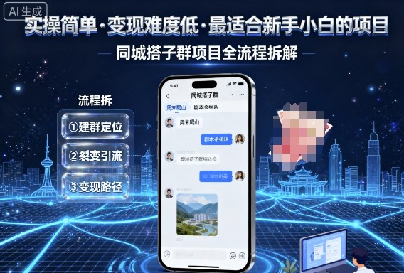 实操简单,变现难度低,最适合新手小白做的项目,每天轻松收入3张,同城搭子群项目全流程拆解_天恒副业网