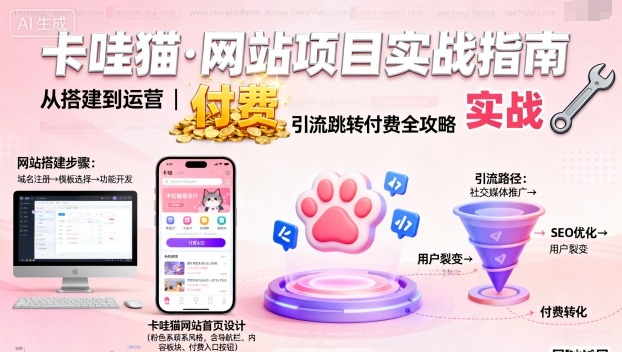 卡哇猫·网站项目,网站搭建与运营以及引流跳转付费_天恒副业网