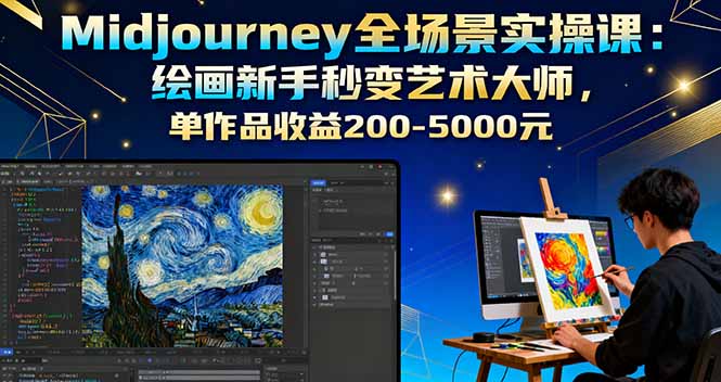 (16125期)Midjourney全场景实操课:绘画新手秒变艺术大师,单作品收益200-5000元_天恒副业网