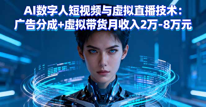 AI数字人短视频与虚拟直播技术:广告分成+虚拟带货月收入2万-8万元_天恒副业网