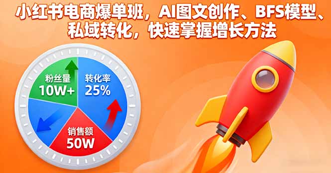 小红书电商爆单班,AI图文创作、BFS模型、私域转化,快速掌握增长方法_天恒副业网