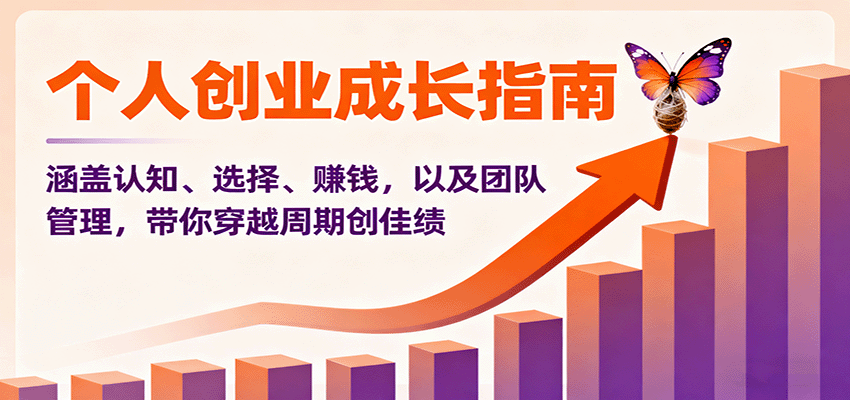 个人创业成长指南:涵盖认知、选择、赚钱,以及团队管理,带你穿越周期创佳绩_天恒副业网