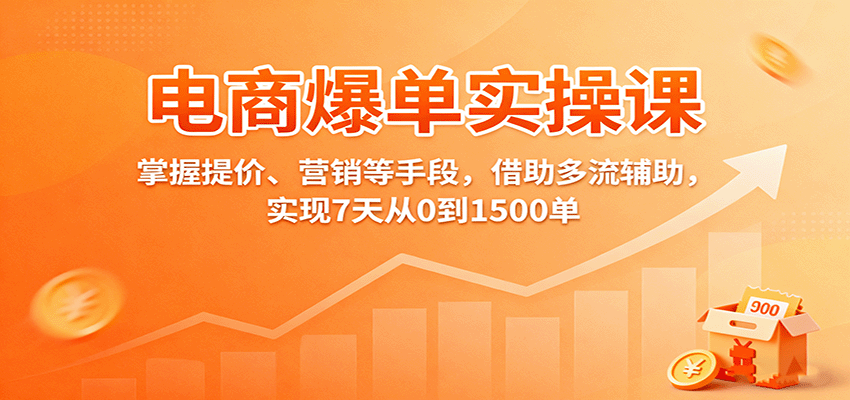 电商爆单实操课：掌握提价、营销等手段，借助多流辅助，实现7天从0到1500单_天恒副业网