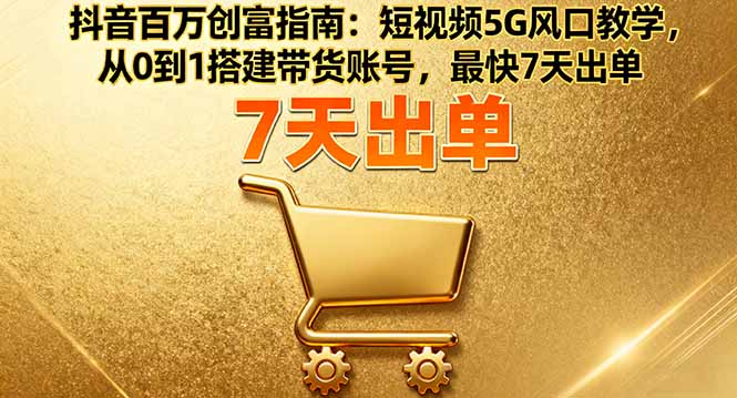 (16150期)抖音百万创富指南:短视频5G风口教学,从0到1搭建带货账号,最快7天出单_天恒副业网