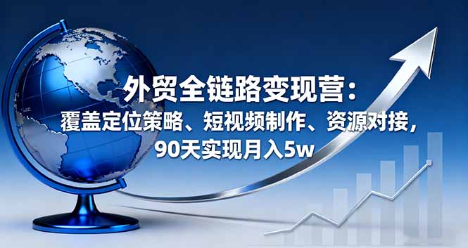 （16173期）外贸全链路变现营：覆盖定位策略、短视频制作、资源对接，90天实现月入5w_天恒副业网