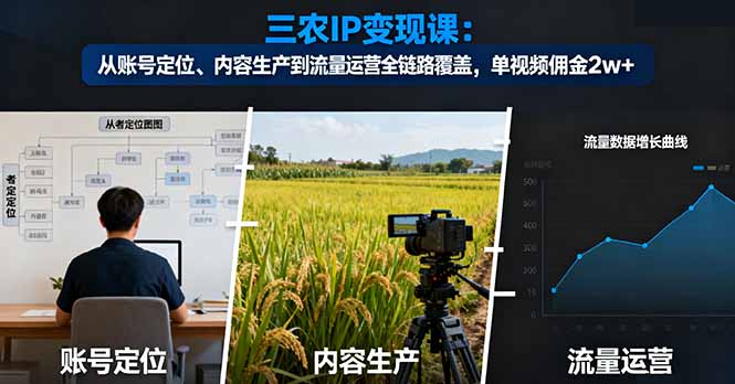（16229期）三农IP变现课：从账号定位、内容生产到流量运营全链路覆盖，单视频佣金2w+_天恒副业网