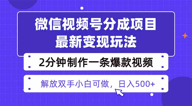 （16246期）视频号分成最新玩法，两天暴力起号变现1500+，爆款视频制作只需要2分钟…_天恒副业网