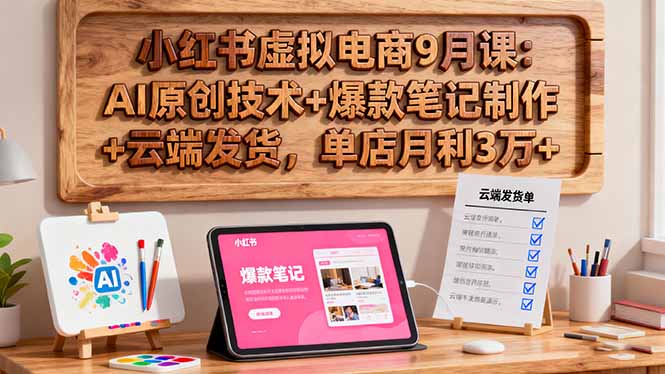 小红书虚拟电商9月课:AI原创技术+爆款笔记制作+云端发货,单店月利3万+_天恒副业网