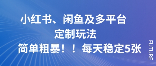 小红书、闲鱼及多平台定制玩法简单粗暴!每天稳定5张_天恒副业网