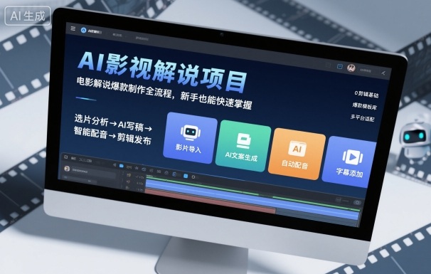 AI影视解说项目,电影解说爆款制作全流程,新手也能快速掌握_天恒副业网