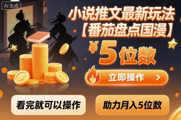 小说推文最新玩法，助力月入5位数【番茄盘点国漫】玩法，看完就可以操作_天恒副业网