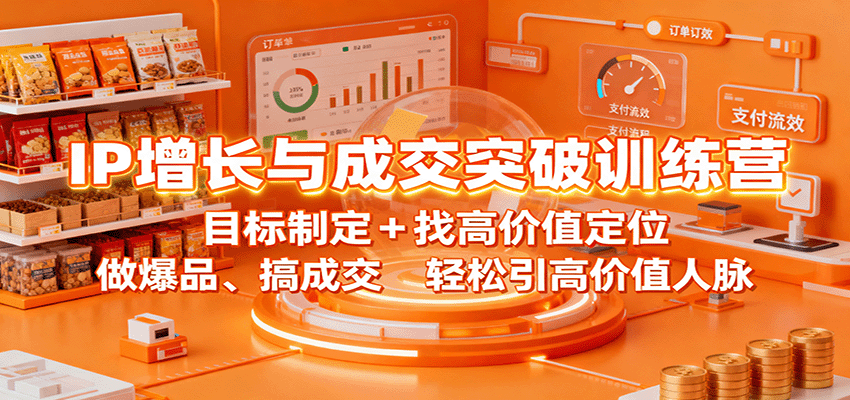 IP增长与成交突破训练营：目标制定+找高价值定位，做爆品、搞成交，轻松引高价值人脉_天恒副业网