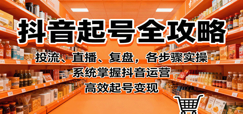 抖音起号全攻略,投流、直播、复盘,各步骤实操,系统掌握抖音运营,高效起号变现_天恒副业网