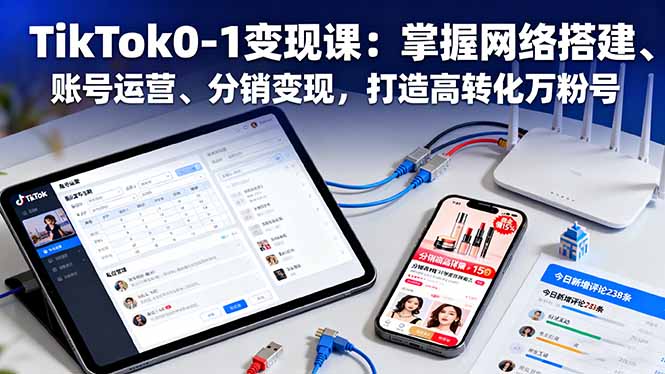 TikTok0-1变现课：掌握网络搭建、账号运营、分销变现，打造高转化万粉号_天恒副业网