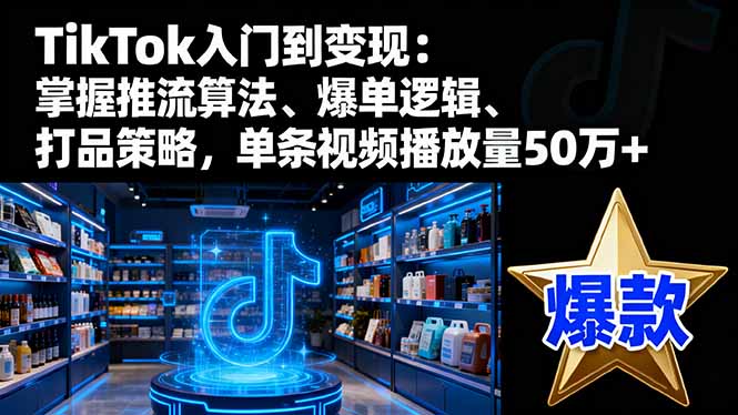 TikTok入门到变现：掌握推流算法、爆单逻辑、打品策略，单条视频播放量50w_天恒副业网