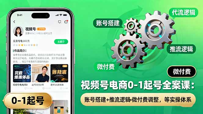 （16262期）视频号电商0-1起号全案课：账号搭建+推流逻辑+微付费调整，等实操体系_天恒副业网