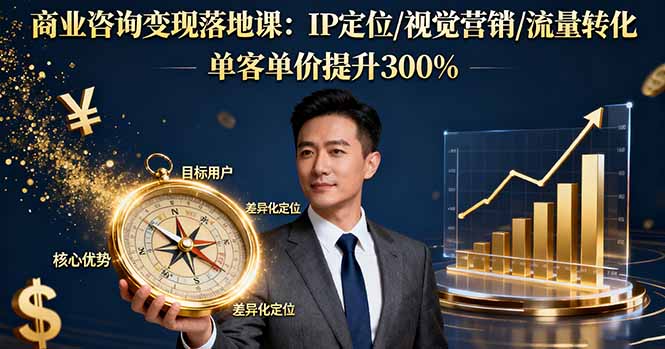 （16249期）商业咨询变现落地课：IP定位/视觉营销/流量转化，单客单价提升300%_天恒副业网