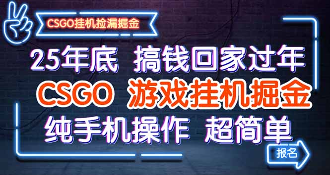（16343期）25年底搞钱回家过年，CSGO游戏挂机掘金，纯手机操作超简单_天恒副业网
