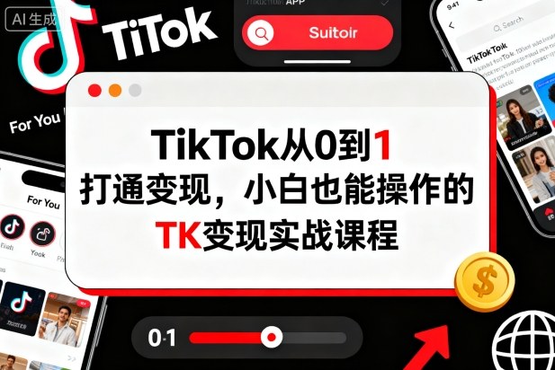 TikTok从0到1打通变现,小白也能操作的TK变现实战课程_天恒副业网
