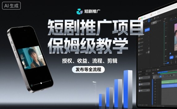 短剧推广项目保姆级教学，授权、收益、流程、剪辑，发布等全流程_天恒副业网