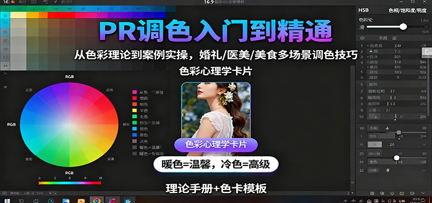 PR调色入门到精通：从色彩理论到案例实操，婚礼/医美/美食多场景调色技巧_天恒副业网
