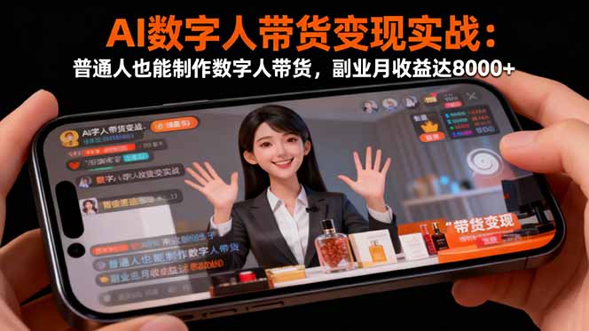 AI数字人带货变现实战：普通人也能制作数字人带货，副业月收益达8000+_天恒副业网