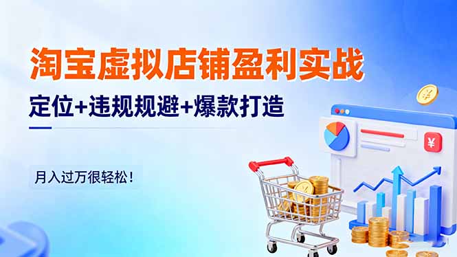 淘宝虚拟店铺盈利实战：定位+违规规避+爆款打造，月入过万很轻松_天恒副业网