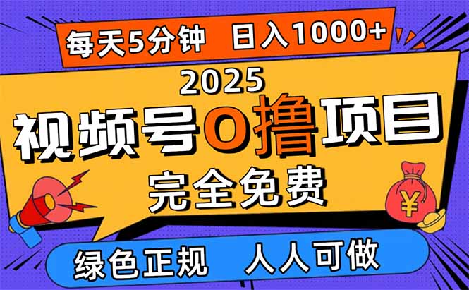 （16388期）2025视频号0撸项目，5分钟一个号，日入1000+，人人可做_天恒副业网