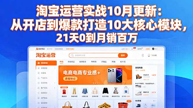(16403期)淘宝运营实战10月更新:从开店到爆款打造10大核心模块,21天0到月销百万_天恒副业网