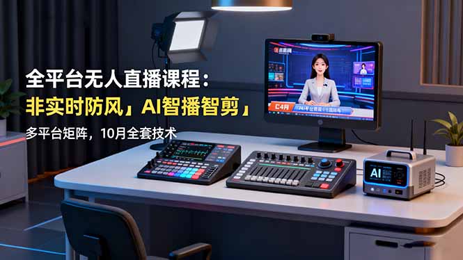 （16414期）全平台无人直播课程：非实时防风＋AI智播智剪＋多平台矩阵，10月全套技术_天恒副业网