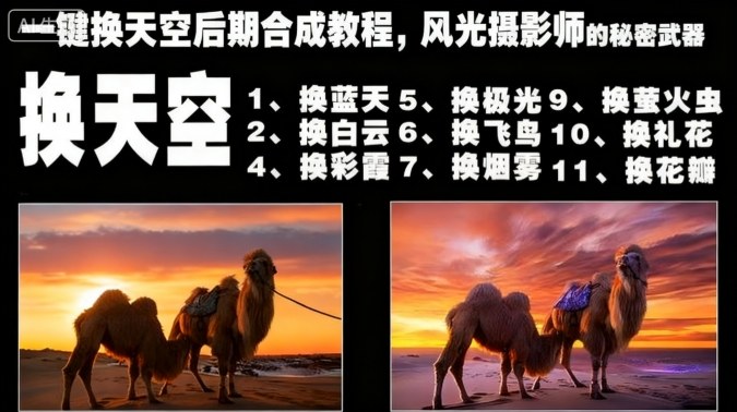 一键换天空后期合成教程，风光摄影师的秘密武器_天恒副业网