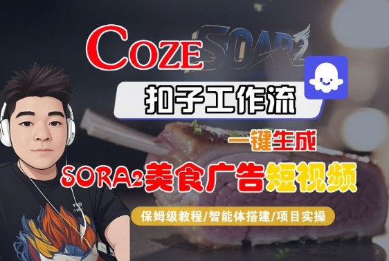 Coze扣子智能体工作流一键生成“SORA2美食广告“短视频,全流程保姆级教学_天恒副业网