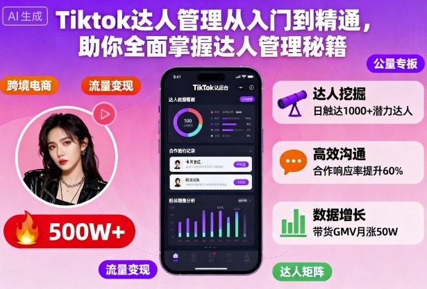 Tiktok达人管理从入门到精通，助你全面掌握达人管理秘籍_天恒副业网