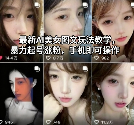最新AI美女图文玩法教学，暴力起号涨粉，手机即可操作_天恒副业网